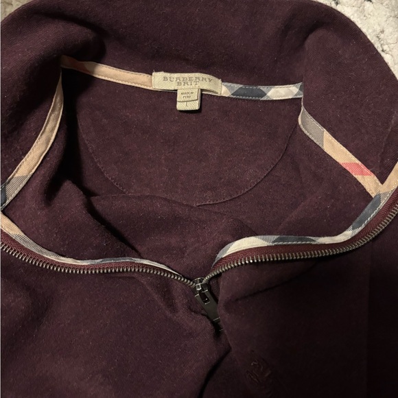 Men’s Burberry sweatshirt- burgundy color quarter zip. Good used condition - Picture 3 of 5
